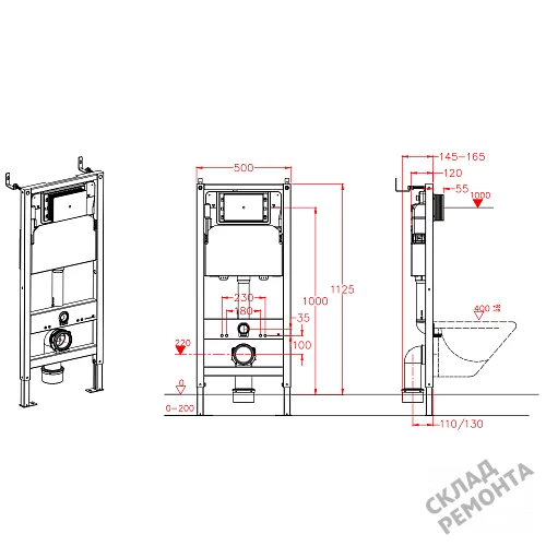 Фото Инсталляция для подвесного унитаза Calypso Beta CS105M без кнопки купить в Челябинске: цена, описание, фото. Интернет-магазин 11