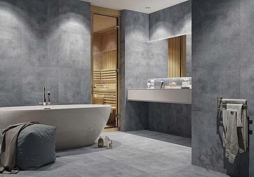Фото Керамогранит матовый Steppe Ceramics Concrete Antracite серый 600*600*9 – купить в Челябинске: цена, описание, фото. Интернет-магазин 3